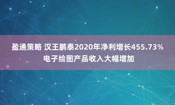 盈通策略 汉王鹏泰2020年净利增长455.73% 电子绘图产品收入大幅增加